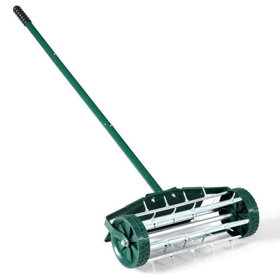 18 Inch Rolling Lawn Aerator with Splash-Proof Fender for Garden - Relaxacare