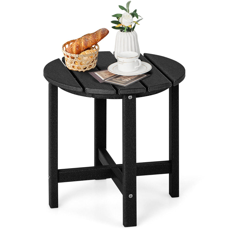 18 Inch Round Weather-Resistant Adirondack Side Table-Black - Relaxacare