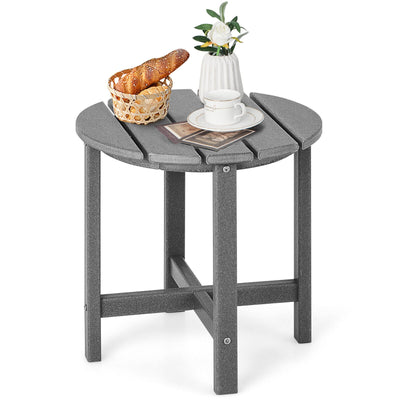 18 Inch Round Weather-Resistant Adirondack Side Table-Gray - Relaxacare