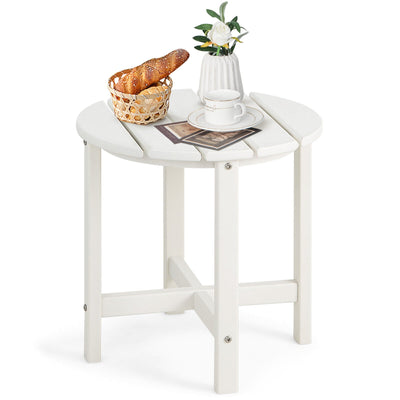 18 Inch Round Weather-Resistant Adirondack Side Table-White - Relaxacare