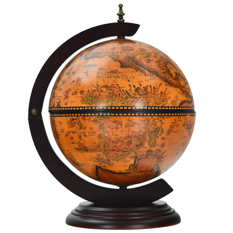 19 Inch 16th Century Nautical Map Tabletop Globe Wine Cabinet - Relaxacare