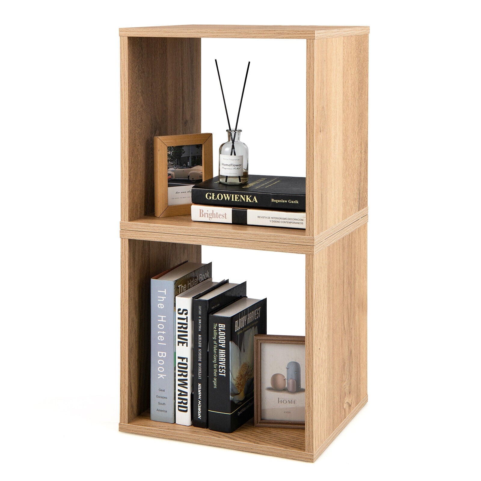 Stackable Book Case 2 Cubes Stackable Bookcase for Living Room and Study