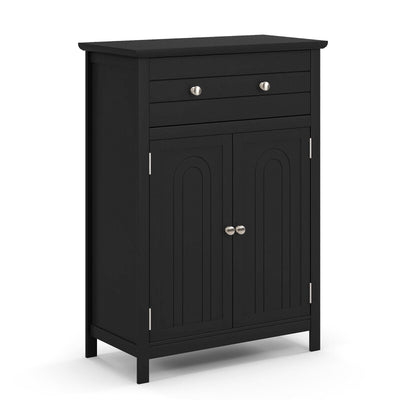 2-Door Freestanding Bathroom Cabinet with Drawer and Adjustable Shelf-Black - Relaxacare