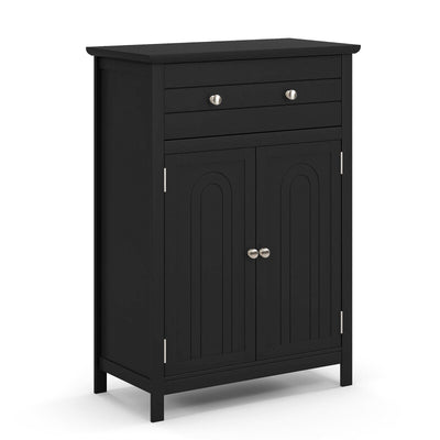 2-Door Freestanding Bathroom Cabinet with Drawer and Adjustable Shelf-Black - Relaxacare