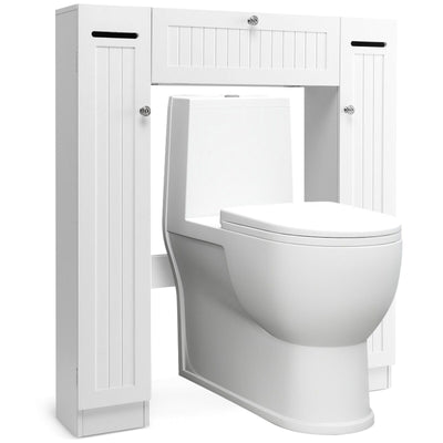 2-Door Freestanding Toilet Storage Cabinet with Adjustable Shelves and Toilet Paper Holders - Relaxacare