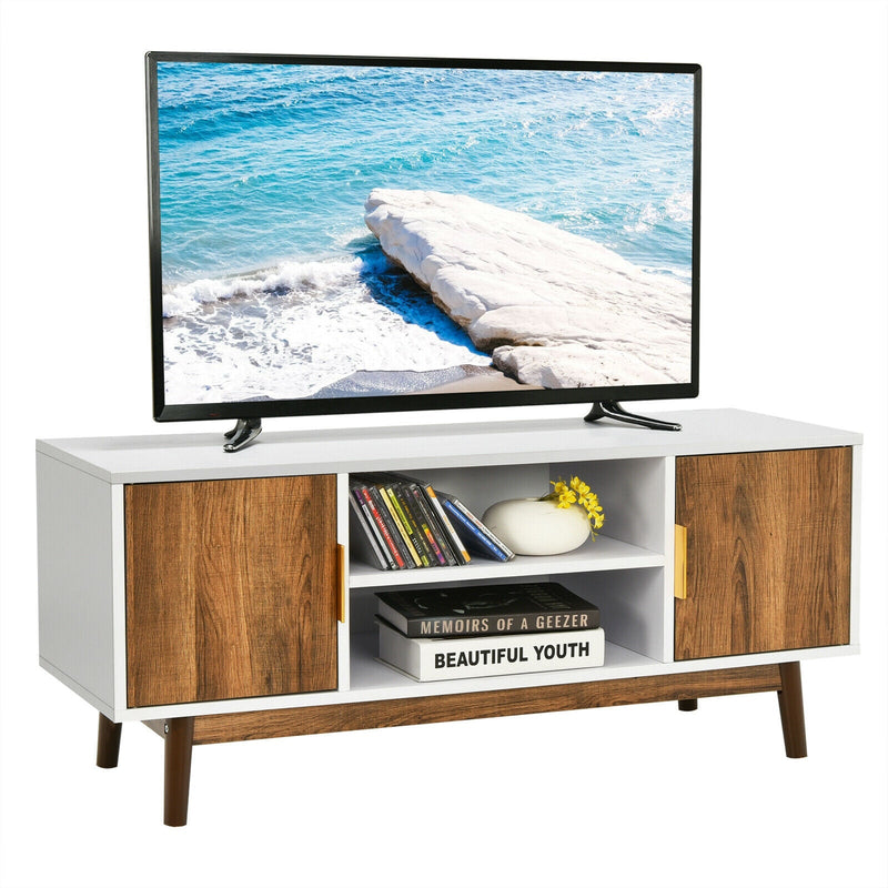 2 Door TV Stand with 2 Cabinets and Open Shelves for TVs up to 50 Inch TV - Relaxacare