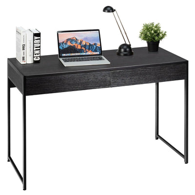 2-Drawer Computer Desk Study Table Home Office Writing Workstation-Black - Relaxacare