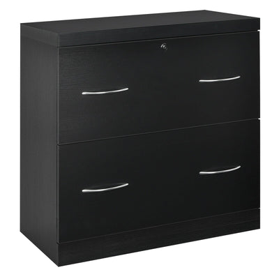2-Drawer File Cabinet with Lock Hinging Bar Letter and Legal Size-Black - Relaxacare