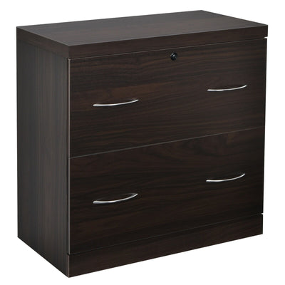 2-Drawer File Cabinet with Lock Hinging Bar Letter and Legal Size-Coffee - Relaxacare