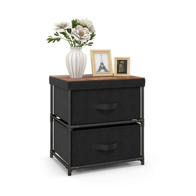 2-Drawer Nightstand with Removable Fabric Bins and Pull Handles - Relaxacare