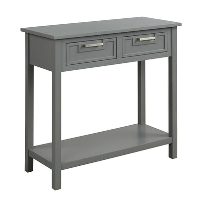 2 Drawers Accent Console Entryway Storage Shelf-Gray - Relaxacare