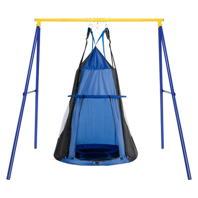 2-in-1 40 Inch Kids Hanging Chair Detachable Swing Tent Set-Blue - Relaxacare