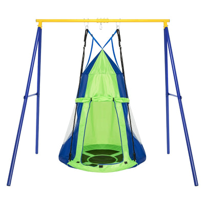 2-in-1 40 Inch Kids Hanging Chair Detachable Swing Tent Set-Green - Relaxacare