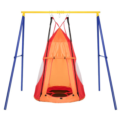 2-in-1 40 Inch Kids Hanging Chair Detachable Swing Tent Set-Orange - Relaxacare