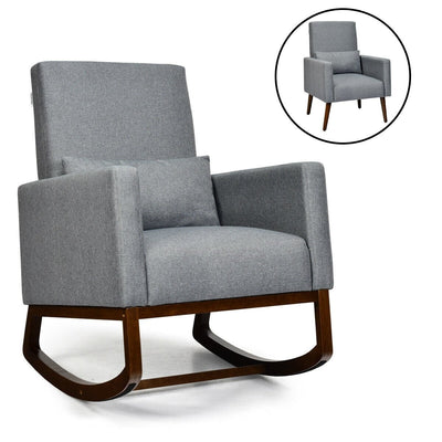 2-in-1 Fabric Upholstered Rocking Chair with Pillow-Gray - Relaxacare