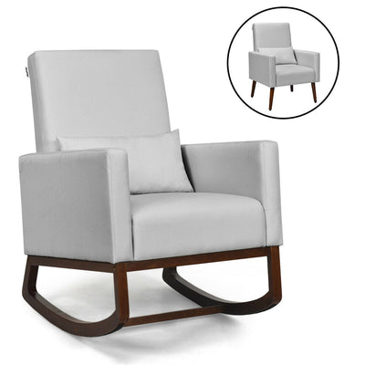 2-in-1 Fabric Upholstered Rocking Chair with Pillow-Light Gray - Relaxacare
