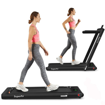 2 in 1 Folding Treadmill with Bluetooth Speaker Remote Control-Black - Relaxacare