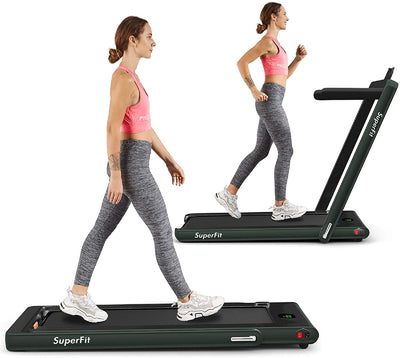 2 in 1 Folding Treadmill with Bluetooth Speaker Remote Control-Green - Relaxacare