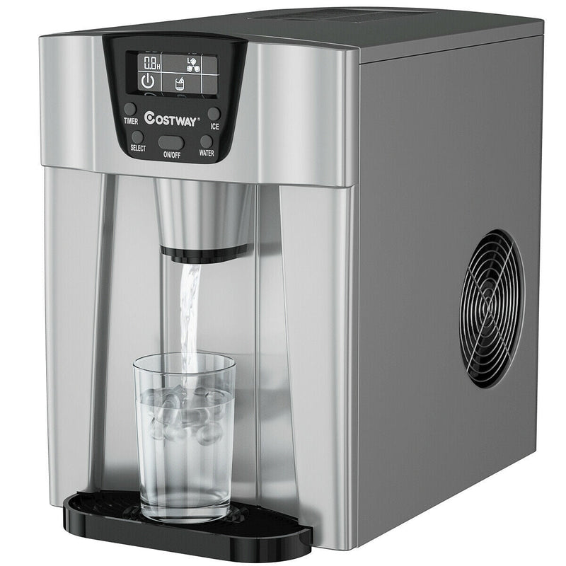 2-In-1 Ice Maker Water Dispenser 36lbs/24H LCD Display-Silver - Relaxacare
