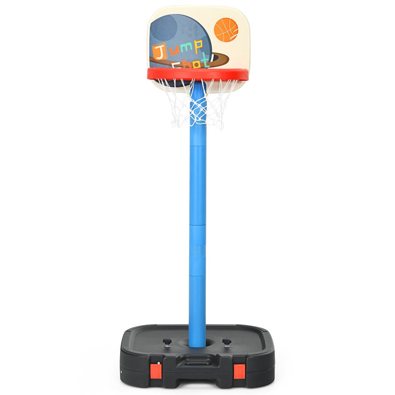 2 in 1 Kids Basketball Hoop Stand with Ring Toss and Storage Box-Black - Relaxacare