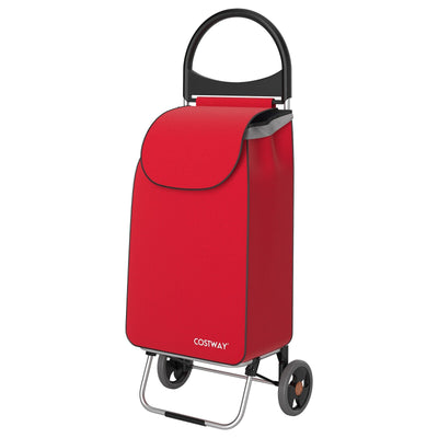 2-in-1 Portable Shopping Cart with 13.2 Gal Removable Bag-Red - Relaxacare