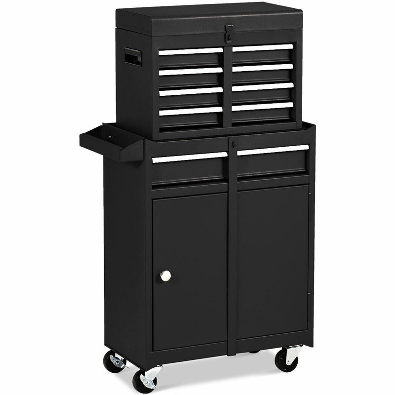 2-in-1 Rolling Tool Chest with 5 Sliding Lockable Drawers - Relaxacare