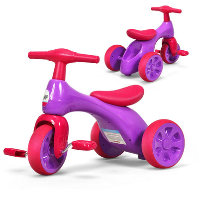 2 in 1 Toddler Tricycle Balance Bike Scooter Kids Riding Toys with Sound and Storage-Pink - Relaxacare