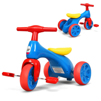 2 in 1 Toddler Tricycle Balance Bike Scooter Kids Riding Toys with Sound and Storage-Red - Relaxacare