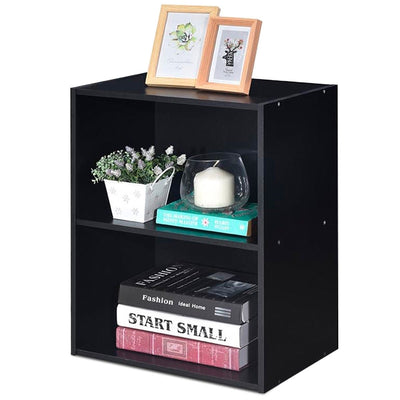 2-Layer Multifunctional Furniture Display Cabinet with Large Capacity Storage Space-Black - Relaxacare