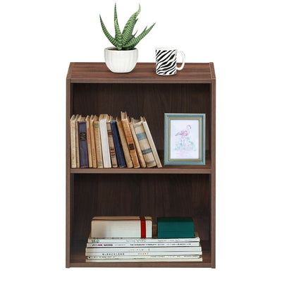 2-Layer Multifunctional Furniture Display Cabinet with Large Capacity Storage Space-Walnut - Relaxacare