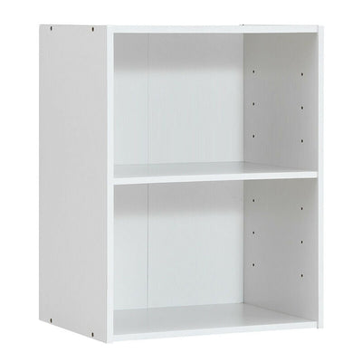 2-Layer Multifunctional Furniture Display Cabinet with Large Capacity Storage Space-White - Relaxacare