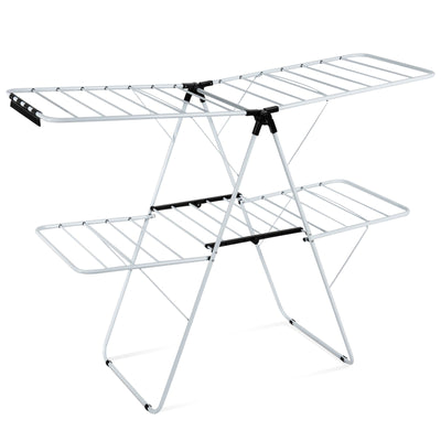 2-Level Foldable Clothes Drying Rack with Adjustable Gullwing - Relaxacare