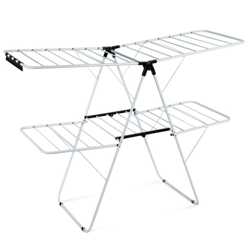 2-Level Foldable Clothes Drying Rack with Adjustable Gullwing - Relaxacare