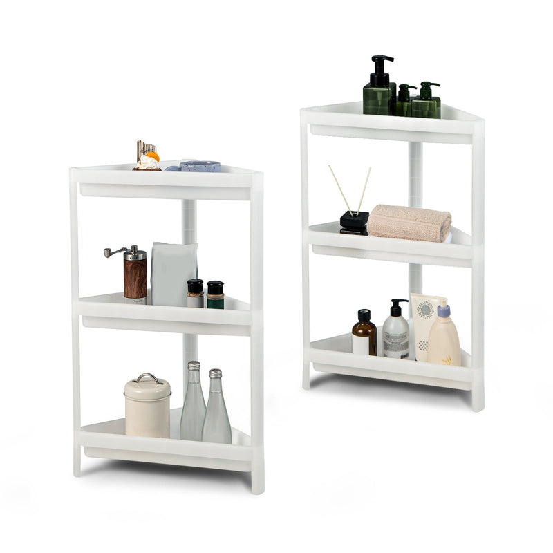 2 Pack 3-Tier Detachable Floor Corner Shower Shelf with Drainage Holes - Relaxacare
