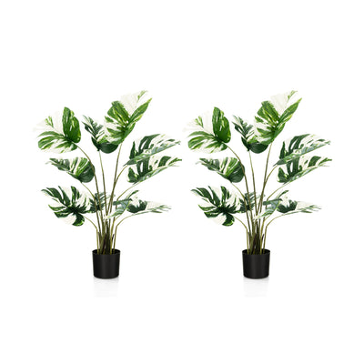 2 Pack 4 Feet Artificial Monstera Deliciosa Plants for Home Office - Relaxacare