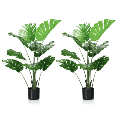 2 Pack Artificial Monstera Deliciosa Tree with 10 Leaves of Different Sizes - Relaxacare