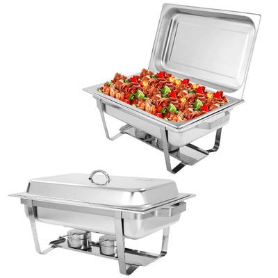 2 Packs Chafing 9 Quart Stainless Rectangular Chafer Buffet - Relaxacare