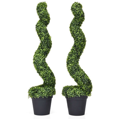 2 pcs 4 ft Artificial Boxwood Decoration Spiral Tree - Relaxacare