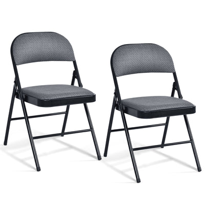 2 PCS Folding Chair Set with Upholstered Seat and Fabric Covered Backrest - Relaxacare
