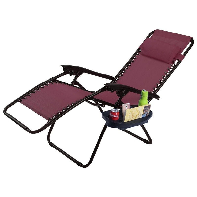 2 Pcs Folding Lounge Chair with Zero Gravity-Wine - Relaxacare
