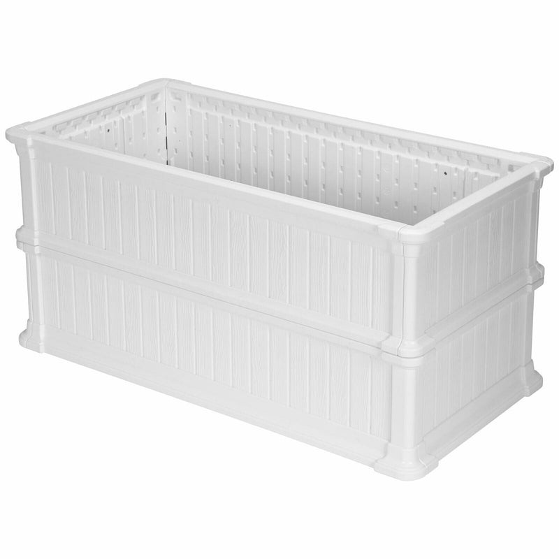 2 PCS Raised Garden Rectangle Plant Box-White - Relaxacare