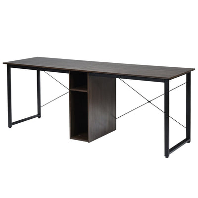 2-Person 79 Inch Computer Desk with Spacious Desktop and Cabinet - Relaxacare