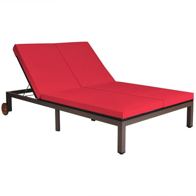 2-Person Patio Rattan Lounge Chair with Adjustable Backrest - Relaxacare