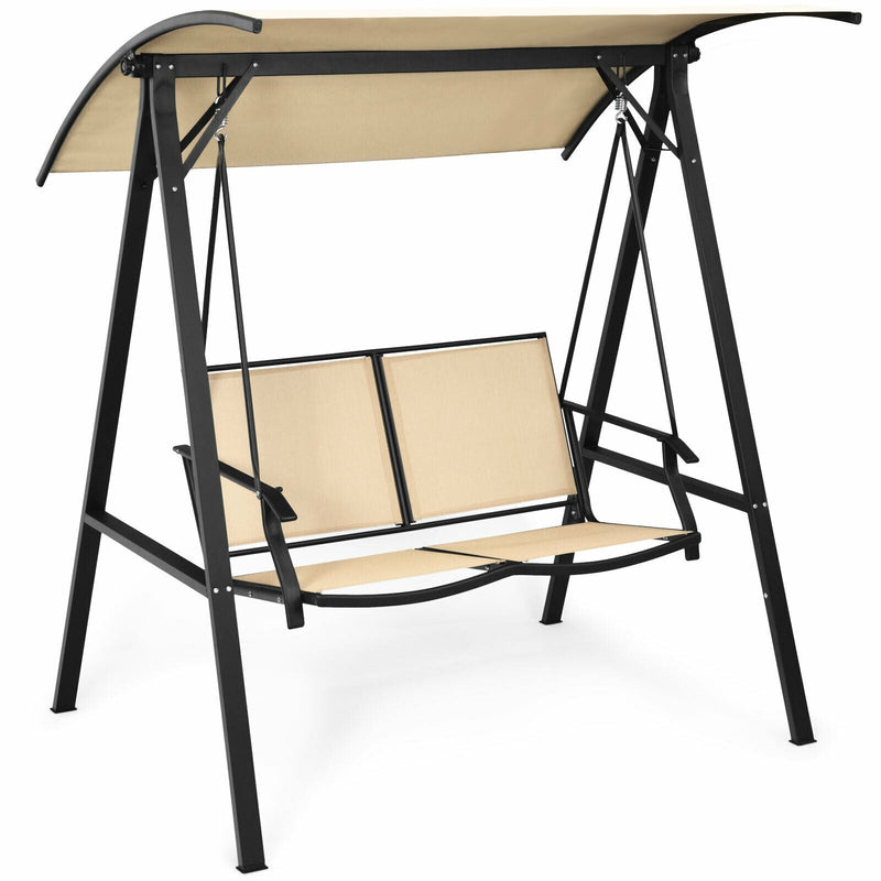 2 Person Patio Swing with Weather Resistant Glider and Adjustable Canopy - Relaxacare