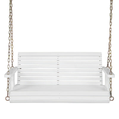 2-Person Wooden Porch Swing with Hanging Chains for Garden Yard - Relaxacare