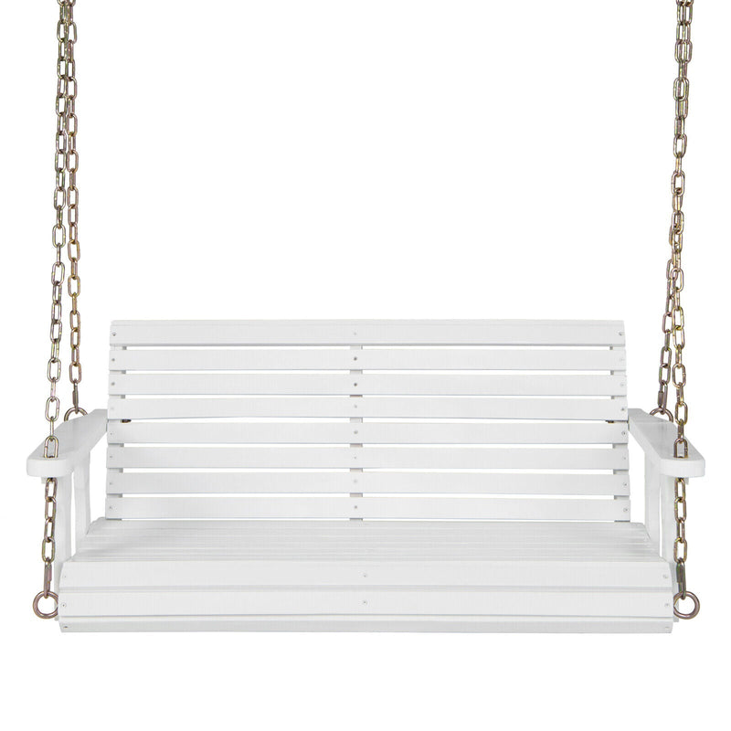 2-Person Wooden Porch Swing with Hanging Chains for Garden Yard - Relaxacare