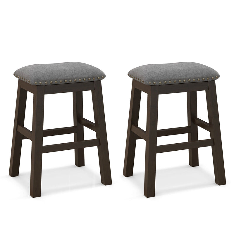 2 Piece 24.5 Inch Counter Height Bar Stool Set with Padded Seat - Relaxacare