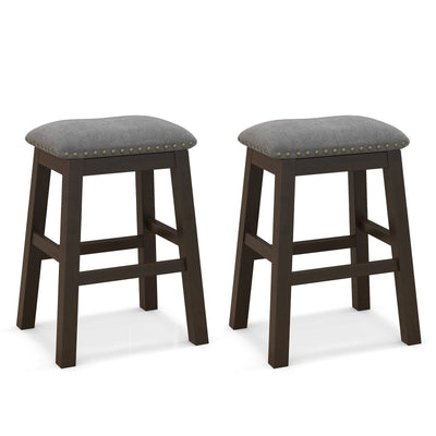 2 Piece 24.5 Inch Counter Height Bar Stool Set with Padded Seat-Gray - Relaxacare