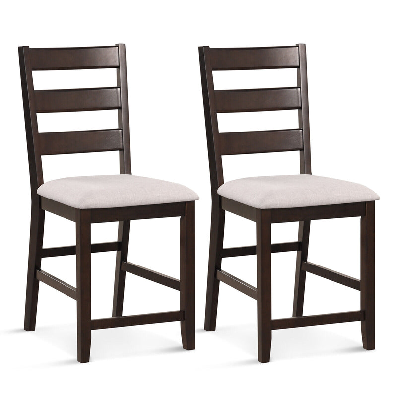 2 Piece Counter Height Bar Stool Set with Padded Seat and Rubber Wood Legs - Relaxacare