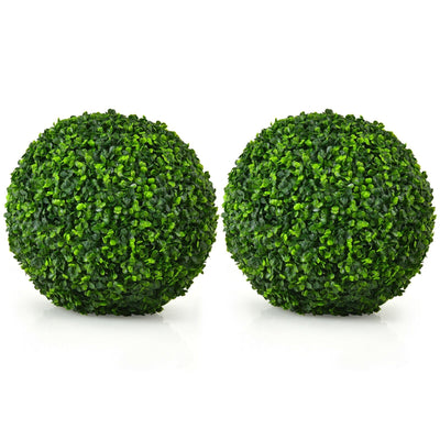 2 Pieces 15.7 Inch Artificial Boxwood Topiary Ball Tree Set - Relaxacare